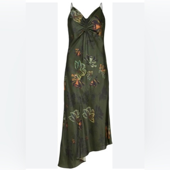 AllSaints Alexia Lilly Silk Blend Asymmetrical Slip Dress - Picture 3 of 9